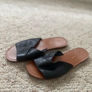 Diane Von Furstenberg Women's Black Leather Slides